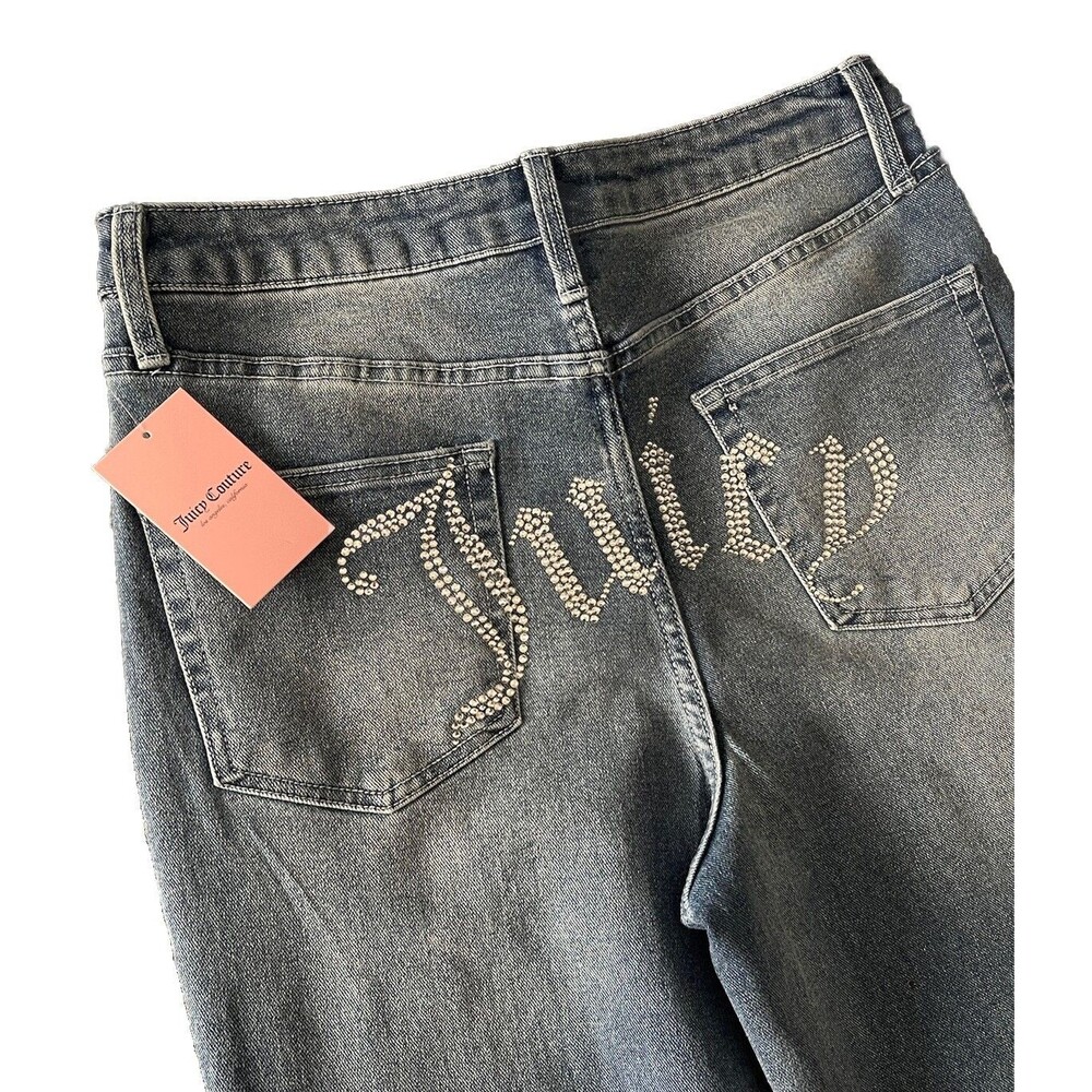 Juicy Couture Jeans 7/28 "Lunita" Y2K High Rise Wide Leg Relaxed Bedazzled NEW